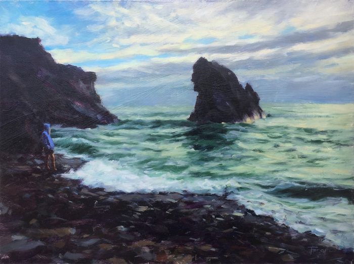 Girl and the sea original oil painting Jana Forsyth
