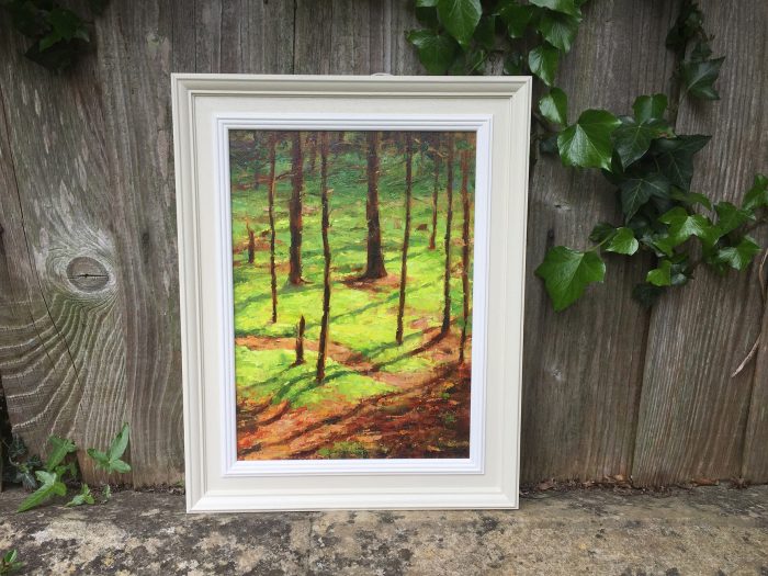 Trees, wood, light, oil painting
